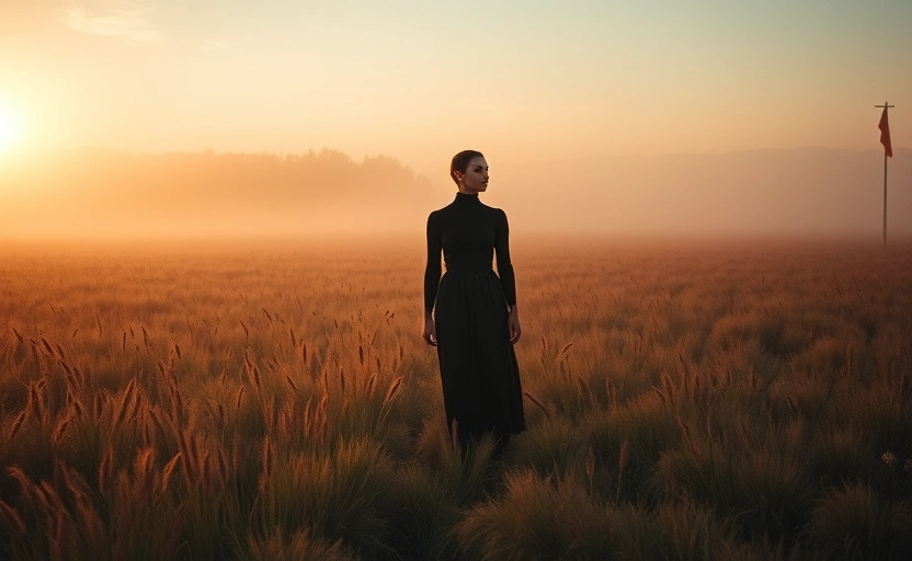 Misty dawn landscape