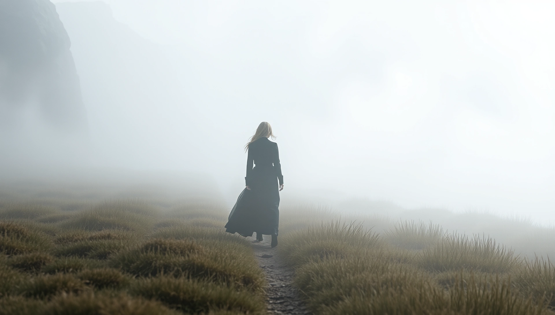 Campaign film — model in misty landscape