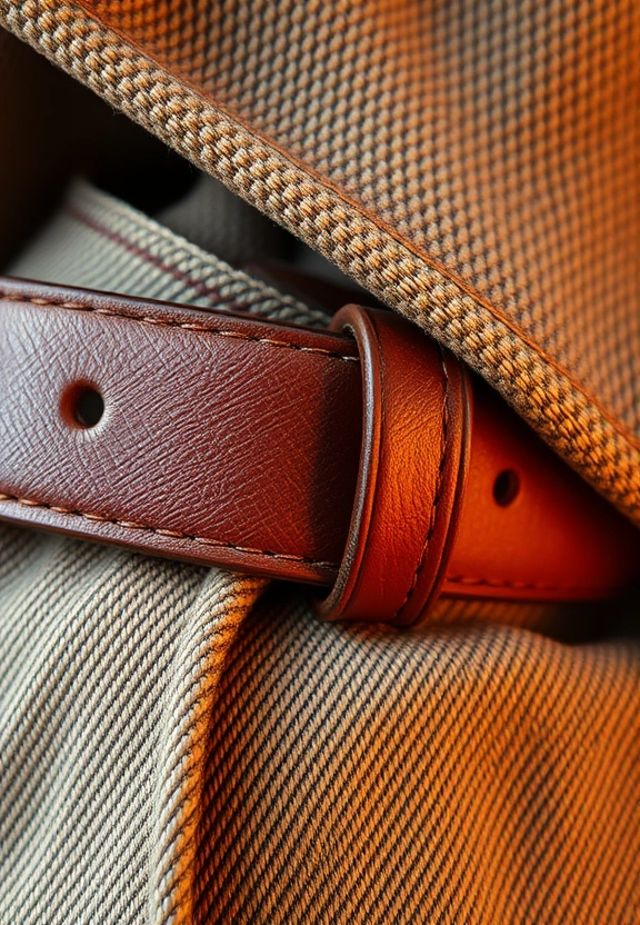 Look 04 — leather belt and fabric texture detail
