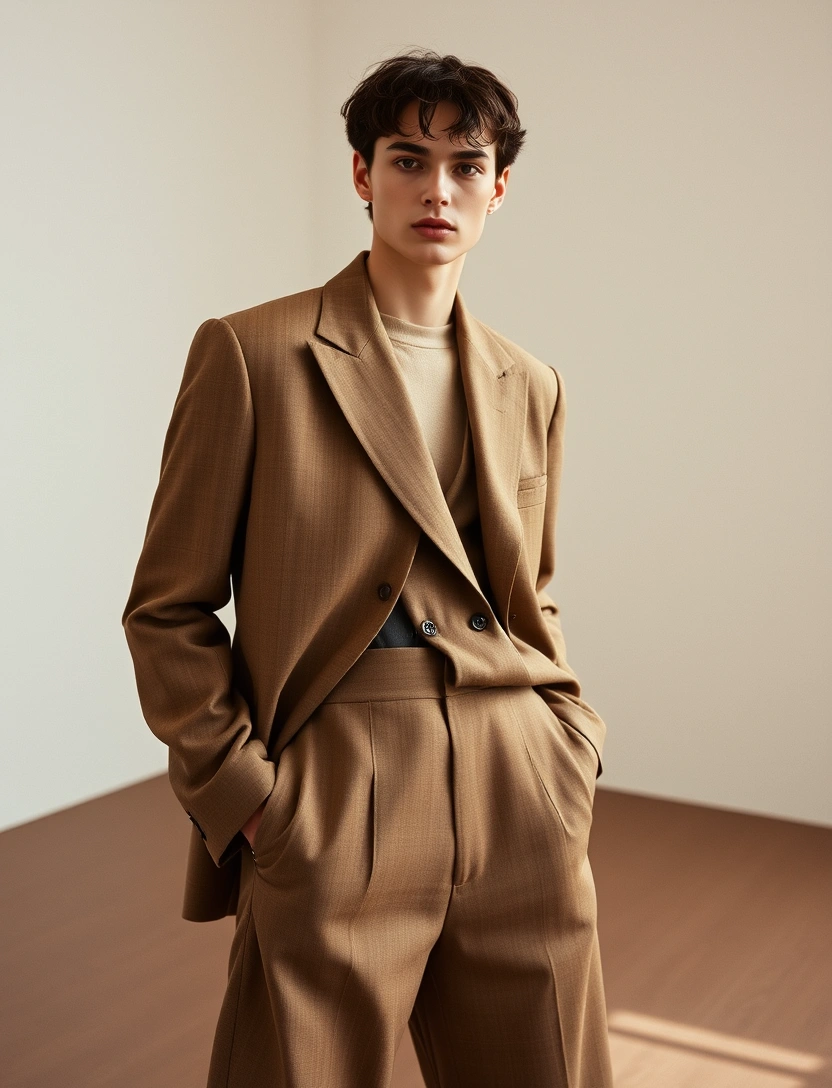 Tailoring collection — structured blazer with wide-leg trousers